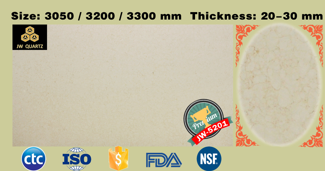 JW5201 Peach BeigeNontoxic Beige Engineered Quartz stone slab
