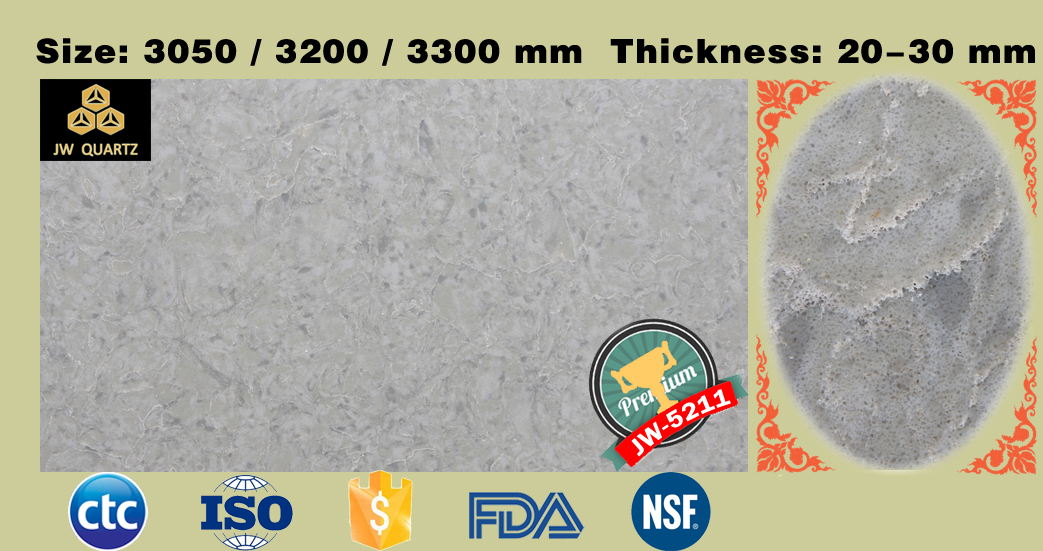 JW5211 Dolphin GreyDark Grey Artificial Quartz Stone Slab