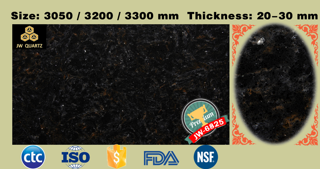 JW6825 Night SkyZero Formaldehyde Artificial Quartz Stone Slab