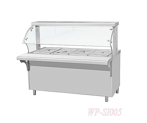 Commercial Stainless Steel Food Warmer with Pans and Glass Top