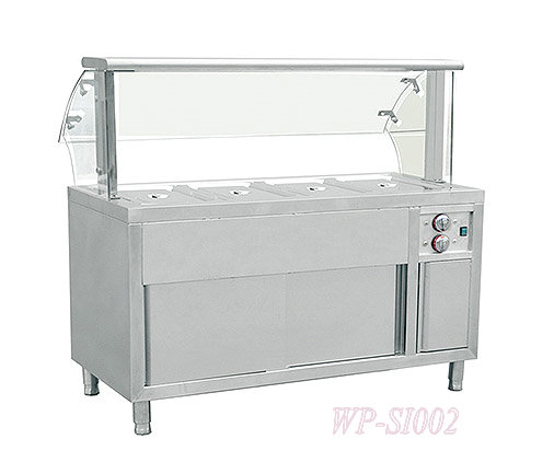 Commercial Stainless Steel Food Warmer with Pans and Glass Top