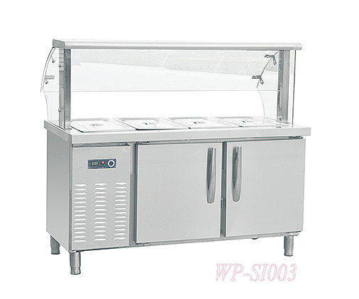 Commercial Stainless Steel Food Warmer with Pans and Glass Top