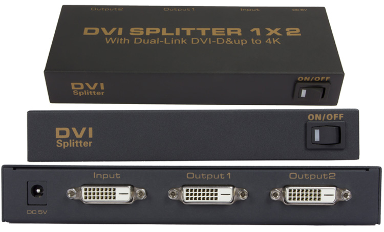 DVI 2 port splitter 1x2 dual link DVID up to 4K