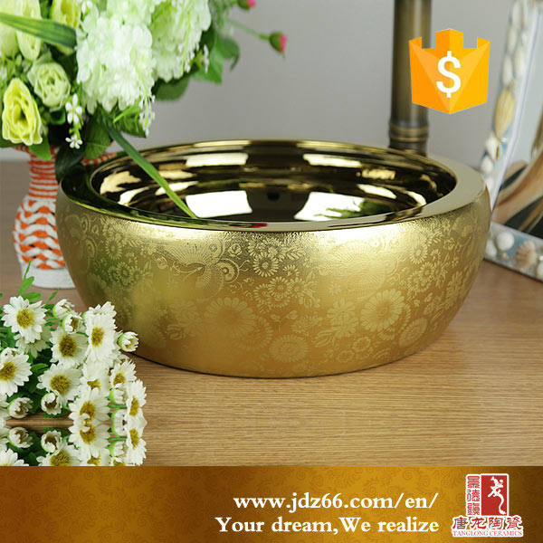Hot sale golden corner cloakroom countertop basin