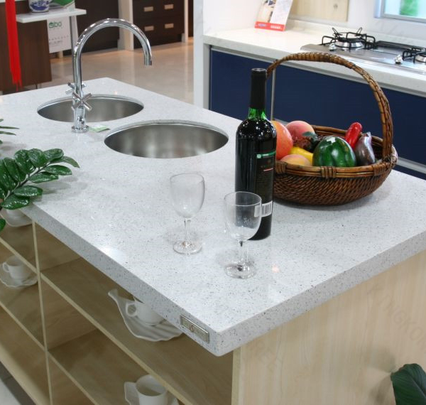 pure grey Kitchen quartz countertop from China manufacture