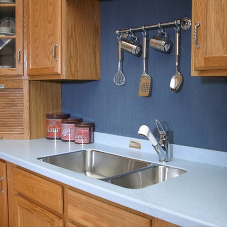 Blue quartz kitchen countertop