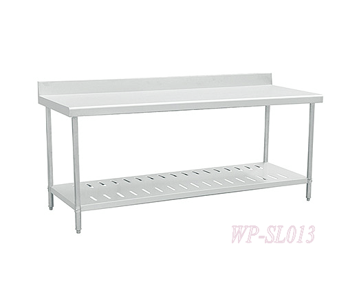 Commerical Kitchen Table, Two Layers, Stainless Steel, with Backsplash