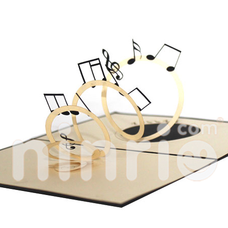 Flying music note Pop Up Card Handmade Greeting Card