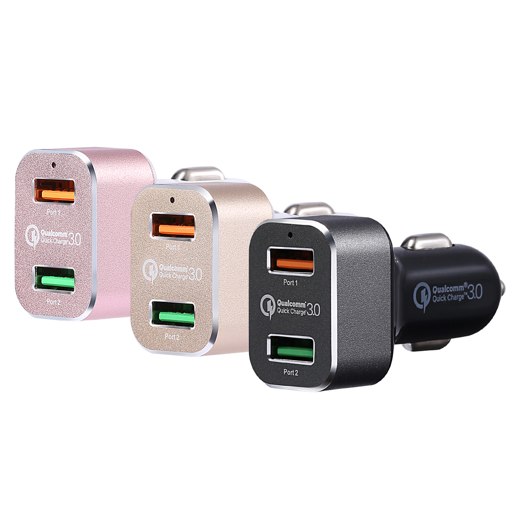 Qualcomm Certified Quick Charge Dual QC 30 36W 2 port USB Car Charger