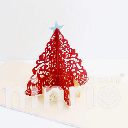 Red pine Pop Up Card Handmade Greeting Card