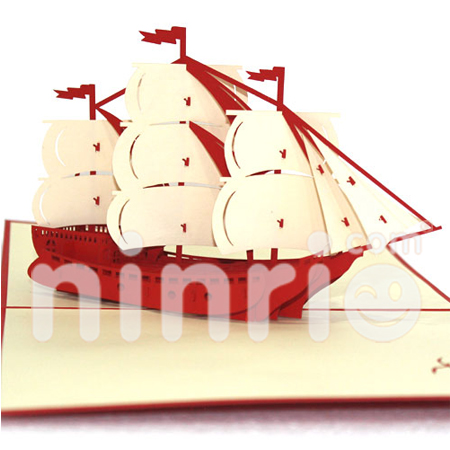 Sailing boat Pop Up Card Handmade Greeting Card