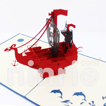 Virking ship Pop Up Card Handmade Greeting Card