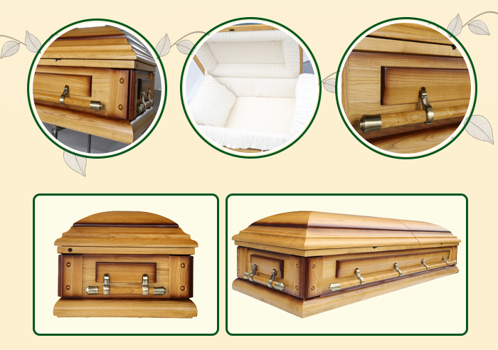 Wholesale US style Chinese wooden casket with bed wood coffin