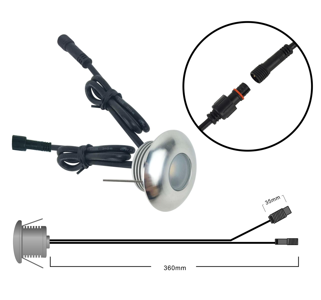 Mini Epistar 1W LED Footlight DC12V Waterproof IP67 5 years warranty