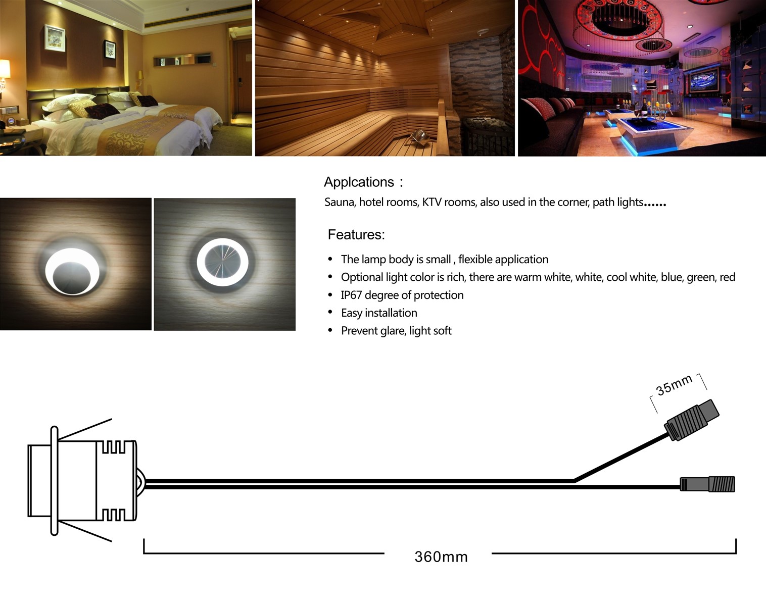 Antiglare Mini Epistar LED LED downlight DC12V waterproof LED Spotlight