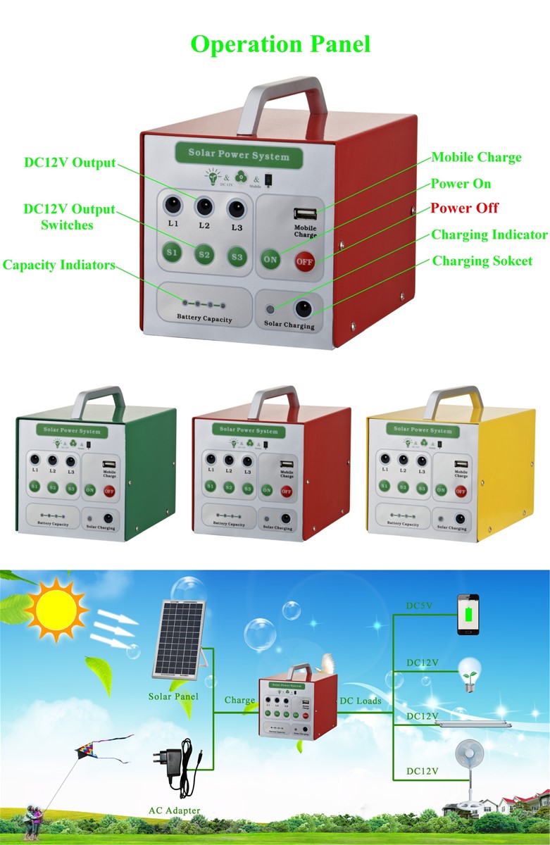 40 Hours Lighting Time Best Price 5W Solar Home Lighting System with Brightness Adjustment Function