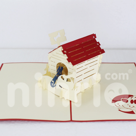 Dog house Pop Up Card Handmade Greeting Card