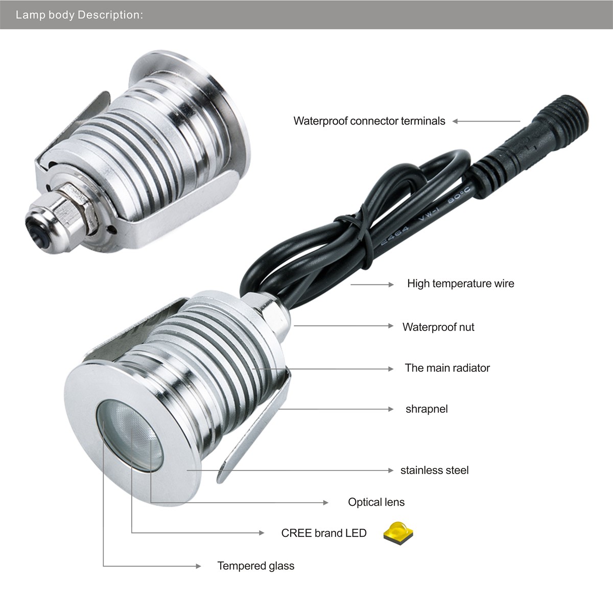 Mini 3W LED Buried light Cree LED waterproof underground light