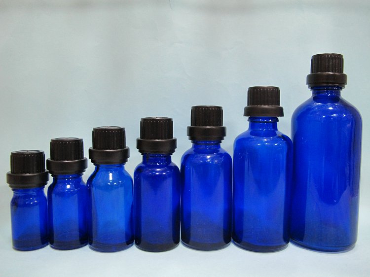 10ml 15ml 20ml 30ml 50ml 100ml Blue Glass Bottle with Plastic Lid