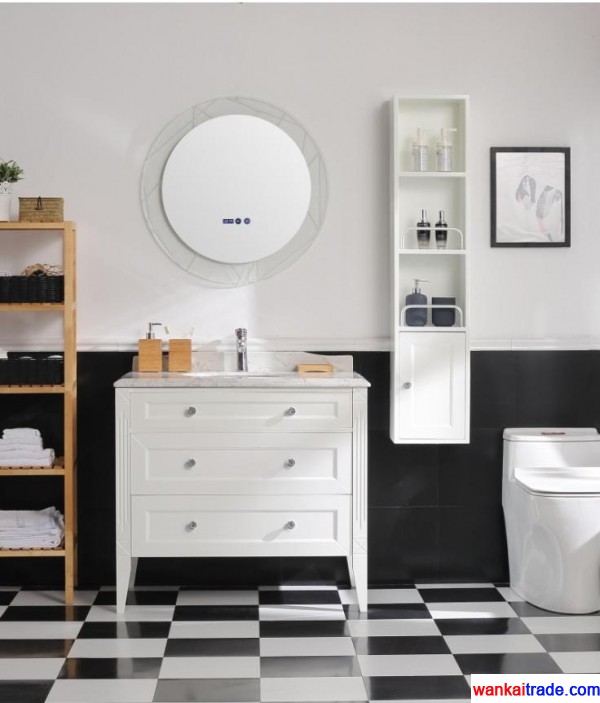 New style oak bathroom cabinet venato carrara marble and bluetooth music player