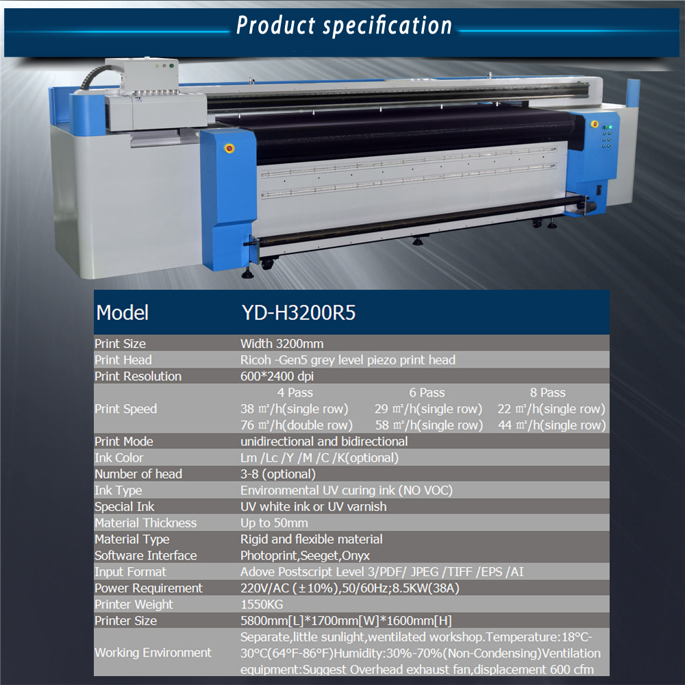 Yotta uv digital inkjet hybrid printer YDH3200R5