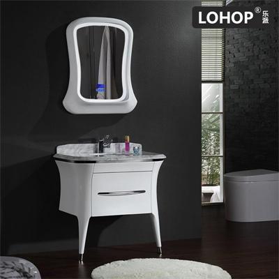 ew style solid wood bathroom cabinet with bluetooth music player and hydraulic buffer hinge