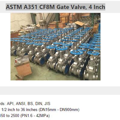 ASTM A351 CF8M Gate Valve 4 Inch