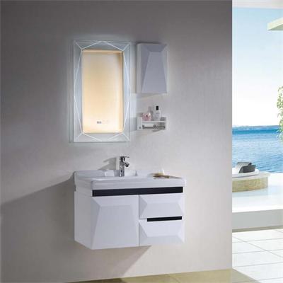 New style PVC bathroom cabinets pastoral style with intelligent mist removing mirror countertop