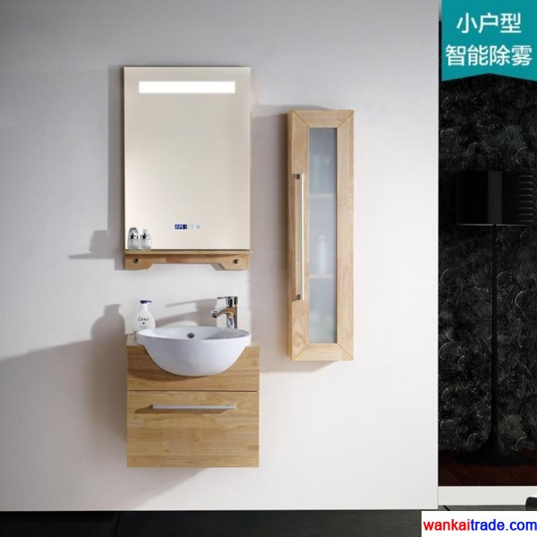 New Style Oak Bathroom Cabinet Lamp Mirror with Intelligent Mist Removing