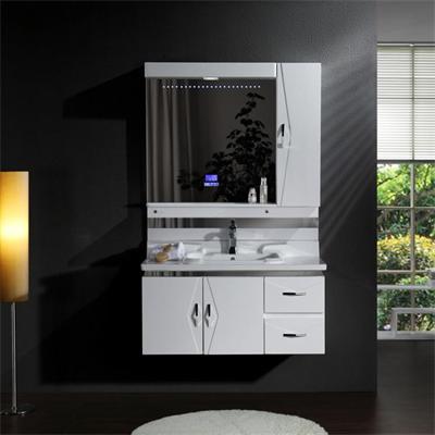New style oak bathroom cabinet with bluetooth music player and self suction slide