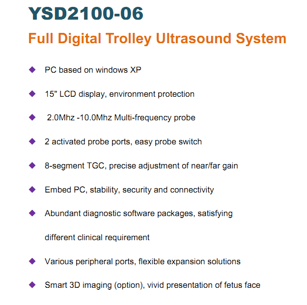 Full Digital Ultrasound Diagnosis Equipment Ultrasound Scanner Ysd210006