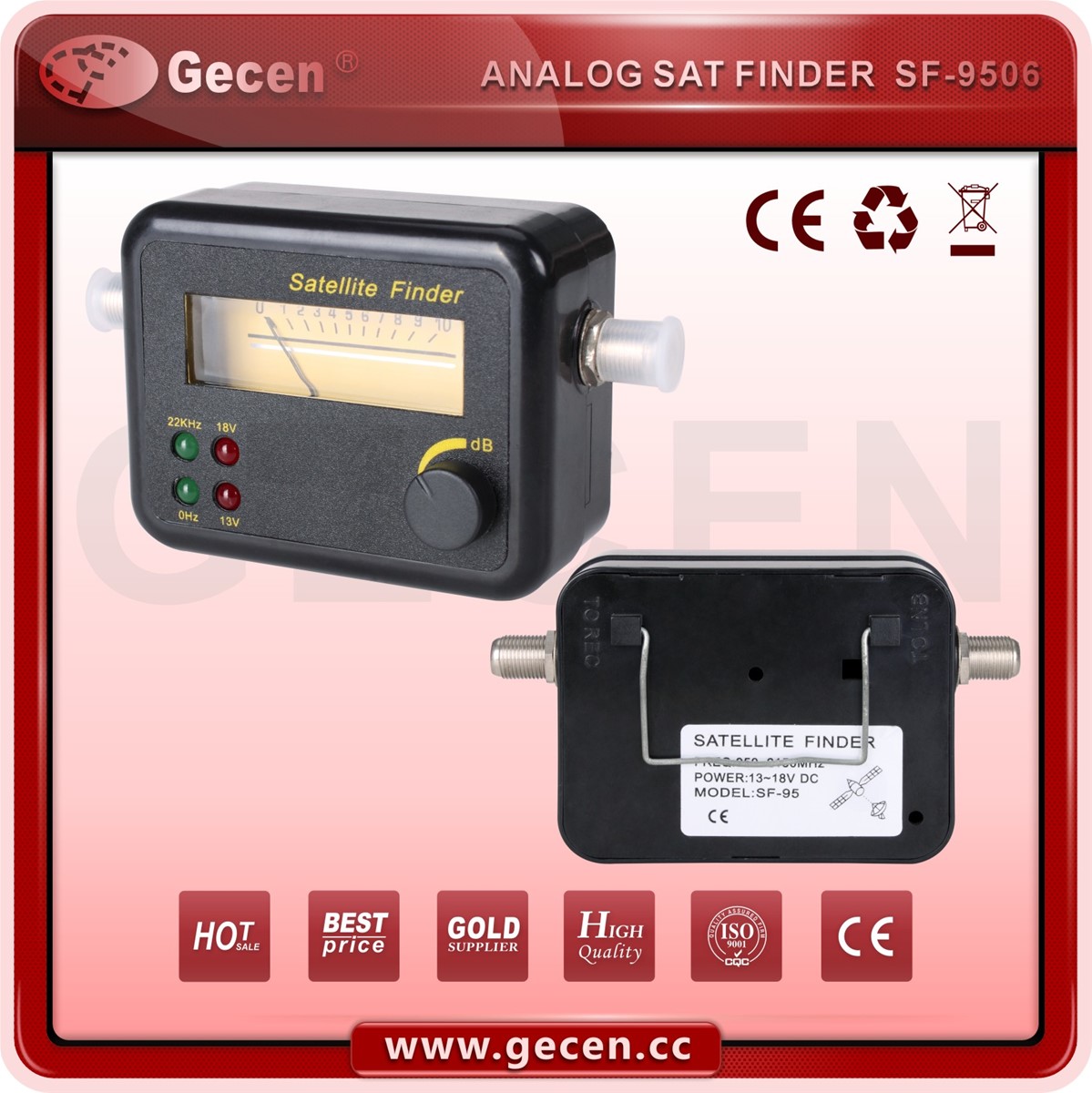 2016 GECEN Satellite Finder 9502150MHz DC pass to LNB SF9506
