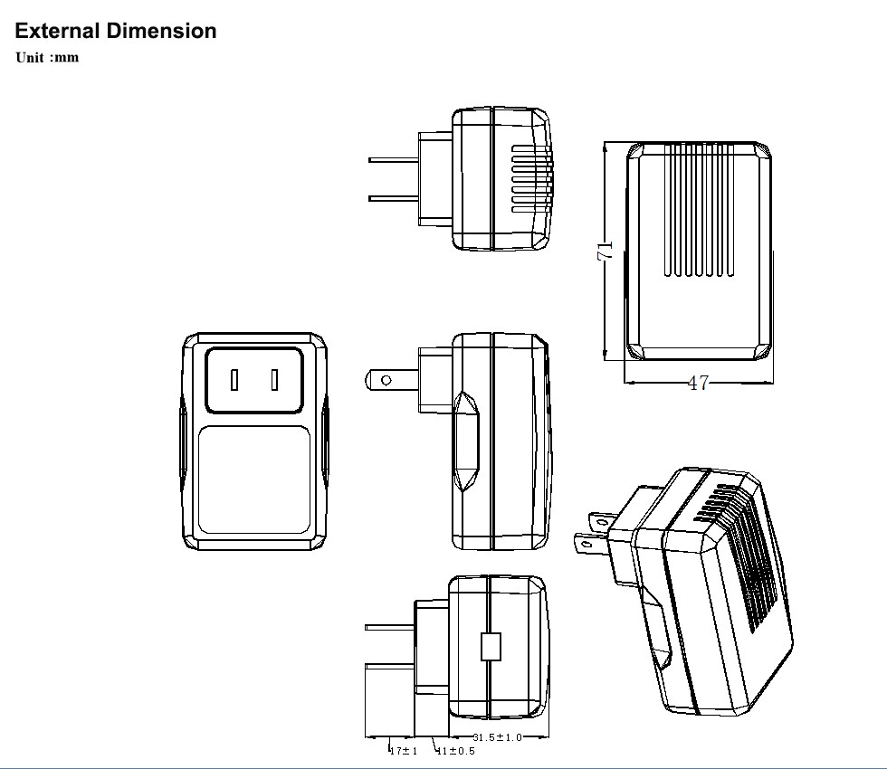 UL cUL FCC approval US plug 24w 24v 1a AC DC power adapter