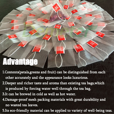 Pyramid empty tea bags nylon mesh filter