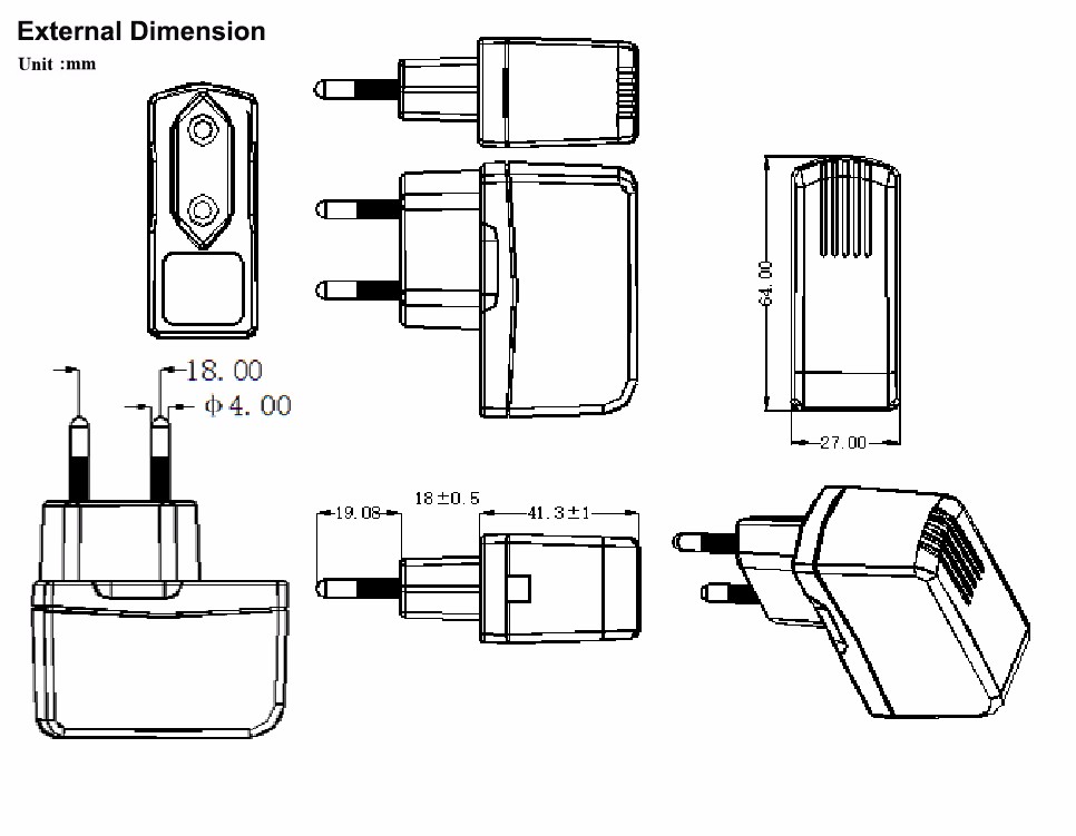 CE ROHS listed wall mount type EU plug 15v 1a AC DC adapter