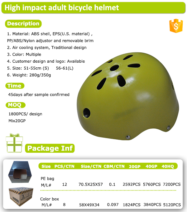 Adult size poluplar ABS shell bicycle helmet CE certificate