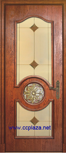Solid Wooden Doors Of Oak Or Rosewood With Glass Model
