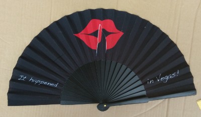 attractive Spanish promotion wood fan with logo