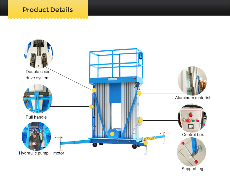 Aluminum alloy lift table 250kg 8m high rise work platform with cheap price