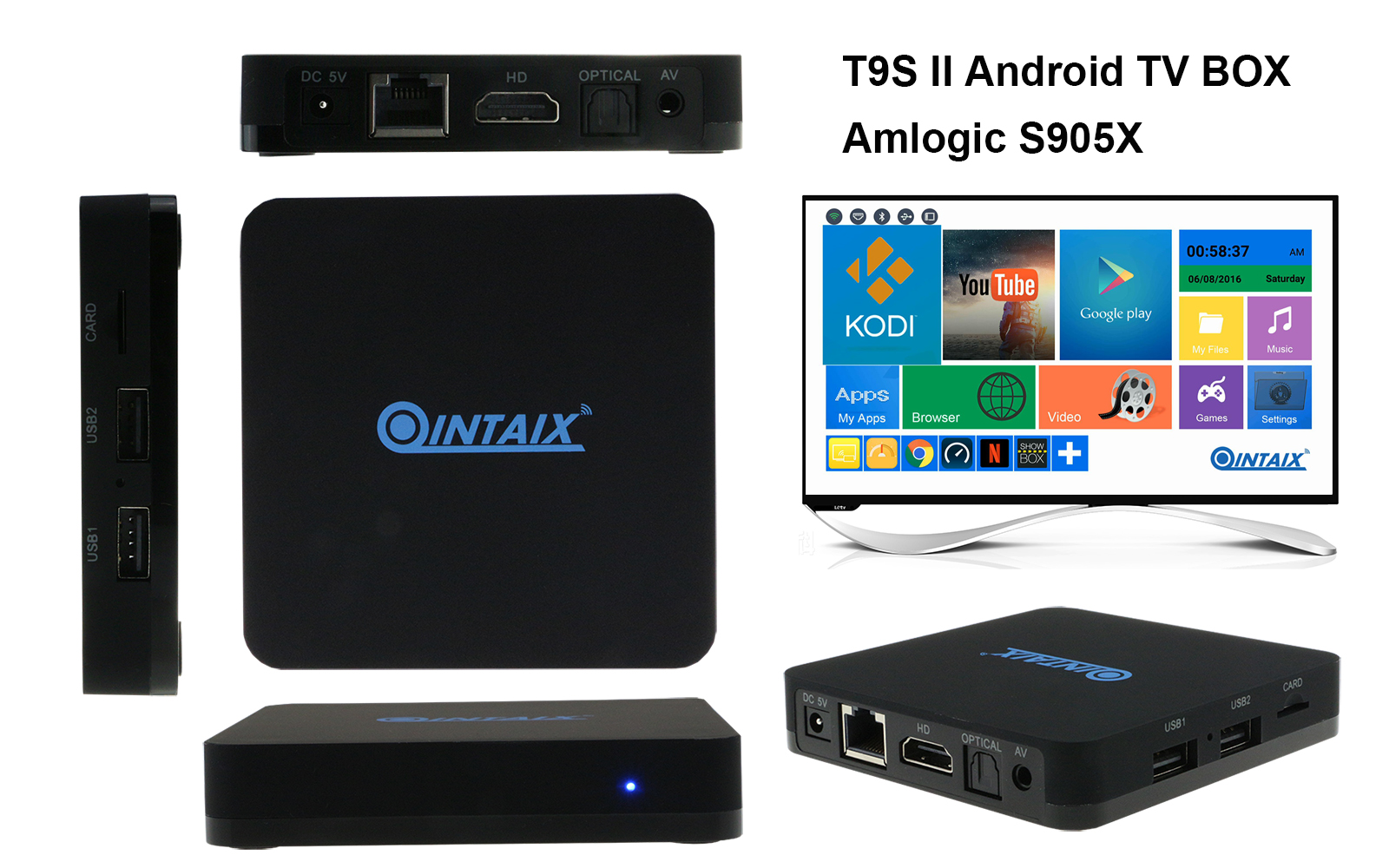 Qintex T9SII Amlogic S905x quad core androi 60 kodi 161 tv box