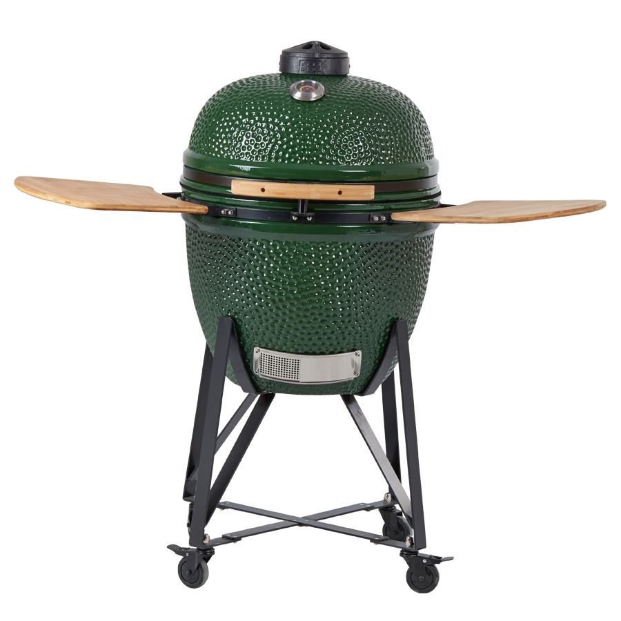 Commercial outdoor Kamado grill with glossy glazed surface