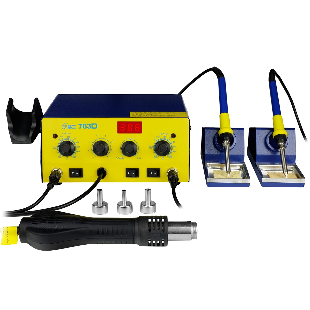 Hot sale YAOGONG 763D 2 in 1 soldering rework station with LED display welding machine