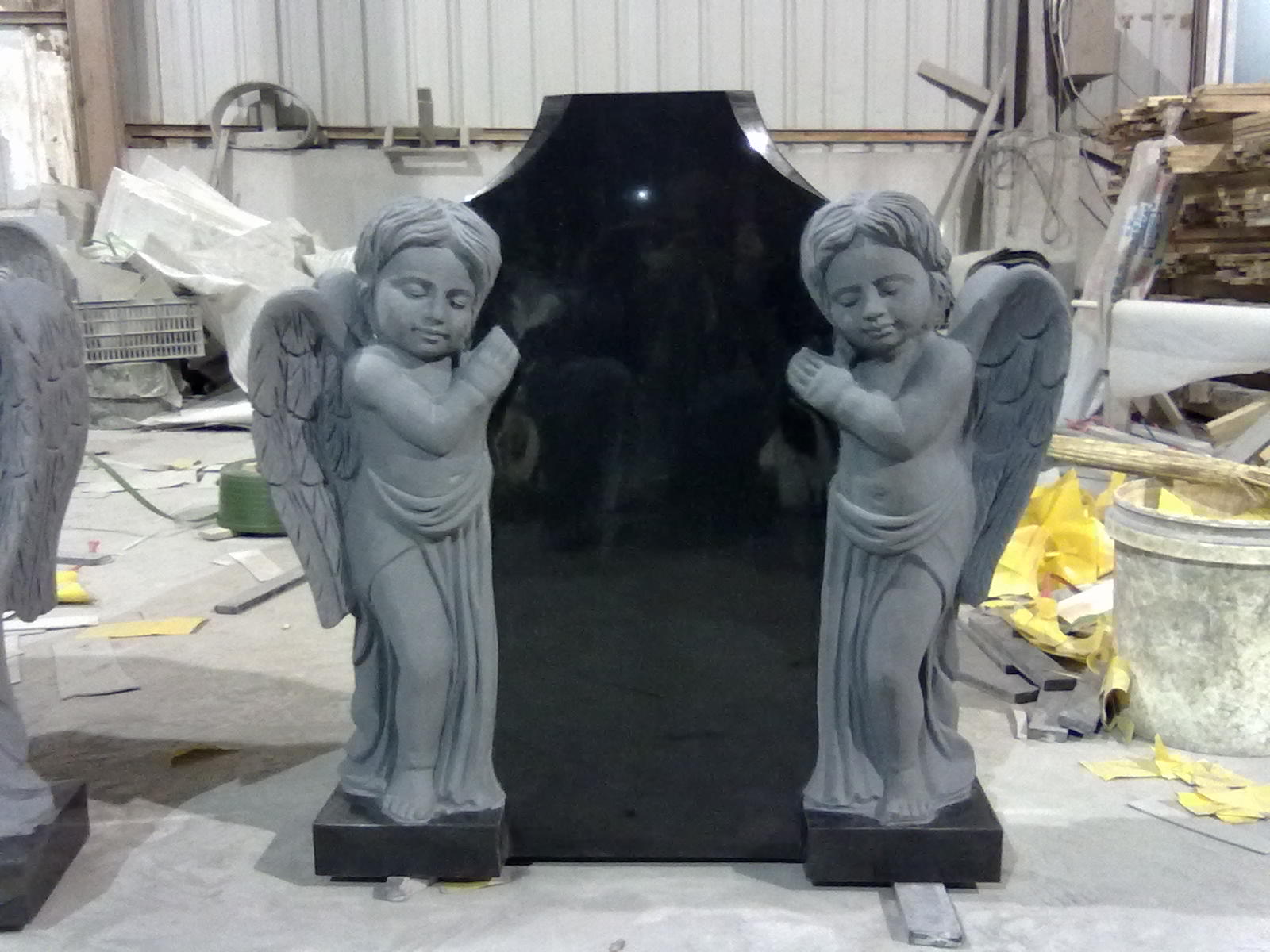 Angel Carving Black Granite Monument