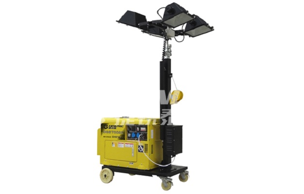 4X500W mobil lighting tower with 5kw silent diesel generator