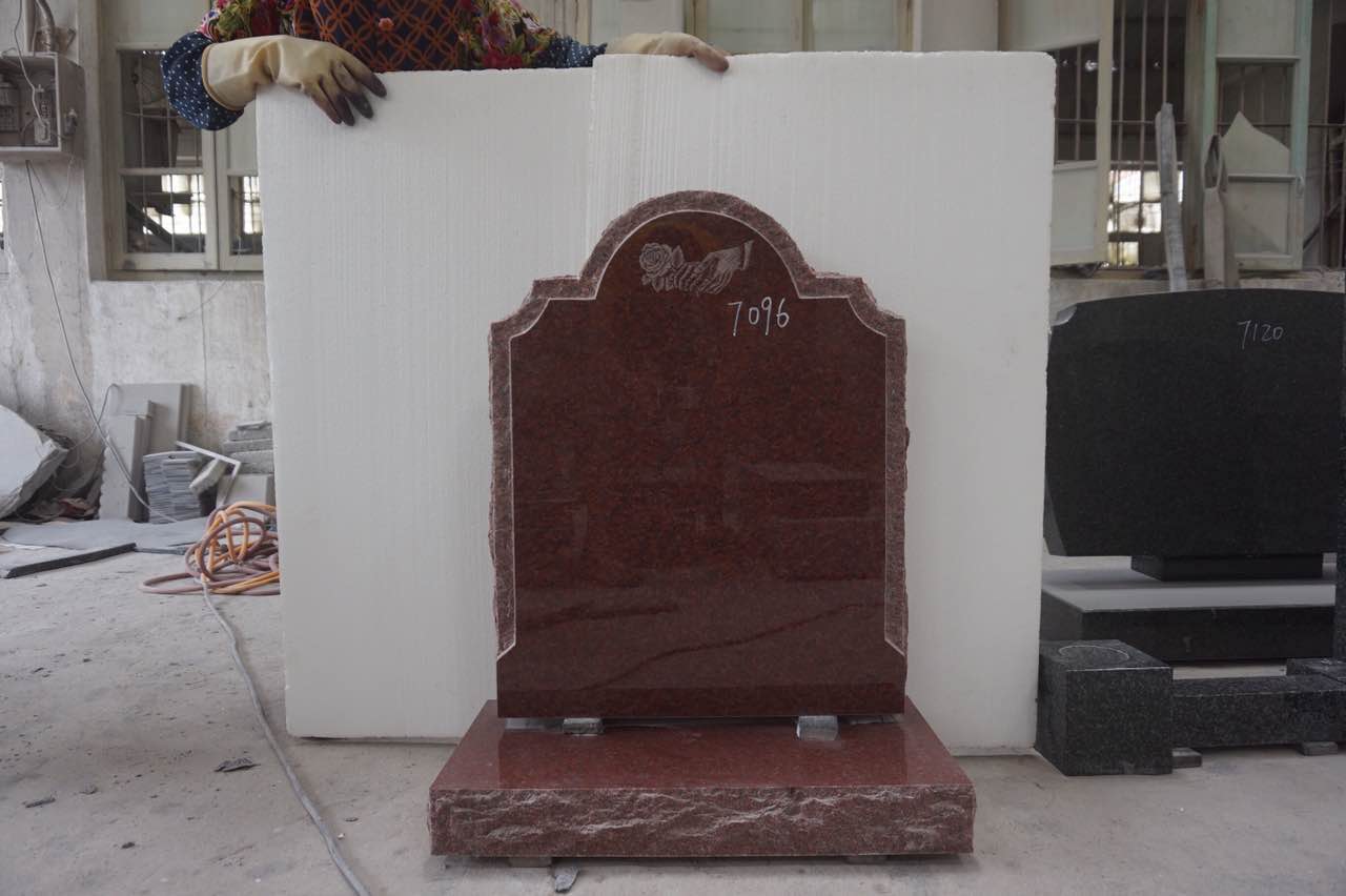 Red granite headstone