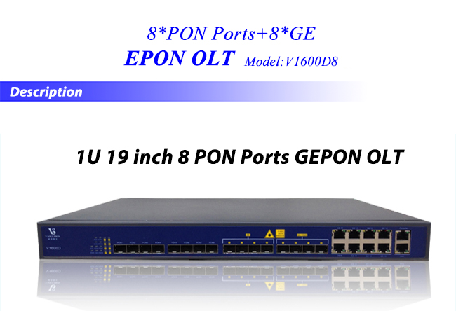 FTTH GEPON 1U 19inch 3 Layer Route 8 SFP or SFP and 8GE Uplink 8 Pon Ports 164 Splitting Ratio EPON OLT with SNMP