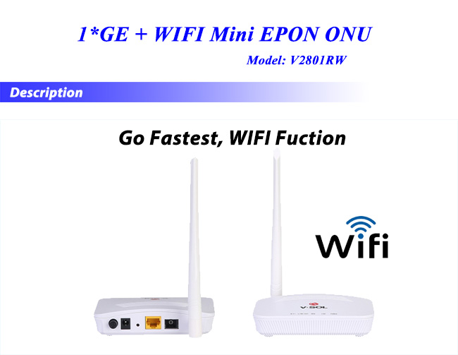 EPON 1GE WiFi ONU with Route Function Support IEEE80211bgn 300Mbps