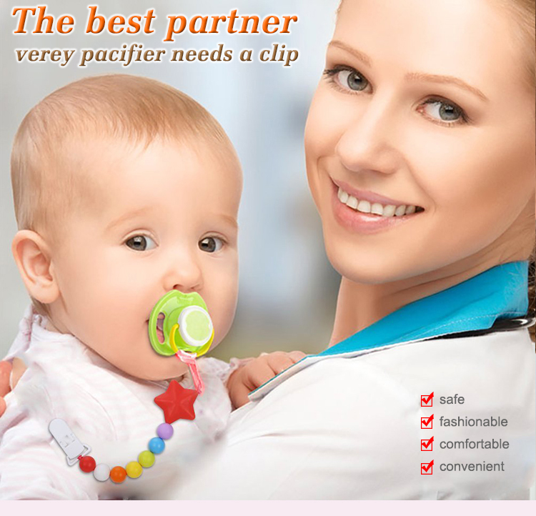 Factory cheaper baby teether silicone pacifier clip chain