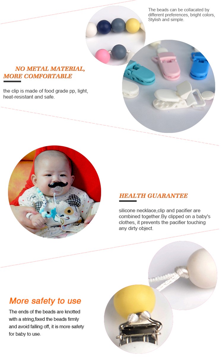 Factory cheaper baby teether silicone pacifier clip chain