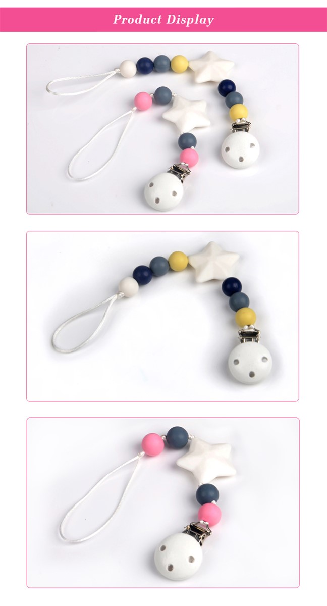 Factory cheaper baby teether silicone pacifier clip chain
